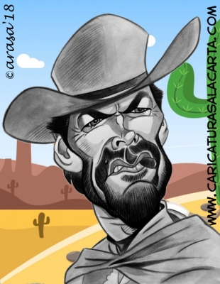Caricatura de Clint Eastwood en spaghetti western