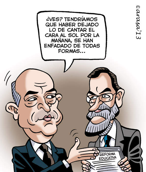 Reforma educativa de Wert. Humor gráfico, chistes políticos. PP, Rajoy, política, crisis.