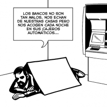 Humor gráfico sobre bancos con caricatura