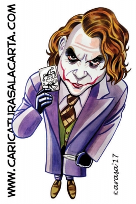 Caricaturas de famosos actores: Heath Ledger como el Joker de Batman