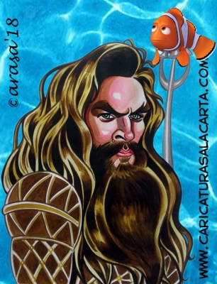 Caricaturas de famosos actores: Jason Momoa (Aquaman, Conan, Juego de Tronos)