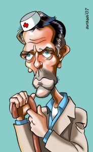 Caricaturas de famosos: Hugh Laurie, House (digital)