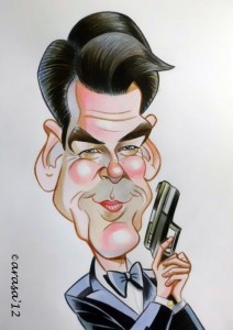 Caricatura James Bond Pierce Brosnan