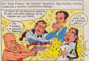 Caricaturas digitales de famosos: Bruce Willis, Tarantino y Travolta para Mortadelo