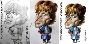 Caricaturas de famosos: Peter Dinklage, Tyrion en "Juego de tronos" (proceso)