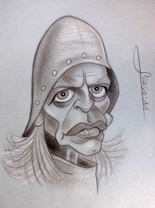  Caricatura de Klaus Kinski en blanco y negro