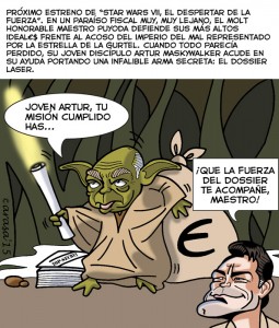 Humor gráfico con caricaturas sobre Jordi Pujol, Artur Mas y los dossiers
