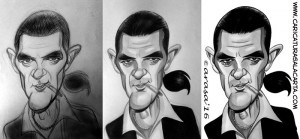 Caricaturas de famosos: Antonio Banderas (proceso)