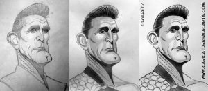 Caricaturas de famosos: Kirk Douglas (proceso)