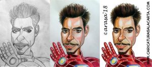 Caricaturas de famosos actores: Robert Downey jr como Iron Man. Proceso de creación