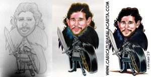 Caricatruras de famosos: Kit Harington es Jon Nieve (Snow) en Juego de Tronos. Proceso de creación de la caricatura