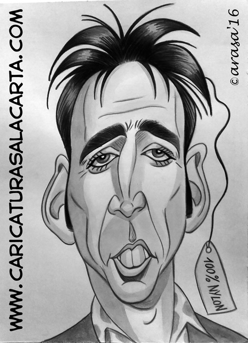 Caricaturas en blanco y negro de famosos: Nicolas Cage