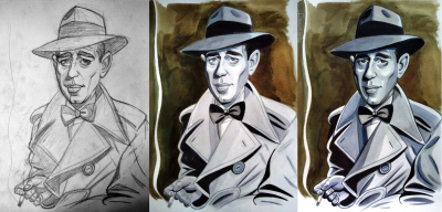 caricaturas-famosos-actores-clasicos-caricatura-acuarel-a3-humphrey-bogart-casablanca-proceso-creacion Actores clásicos: caricatura o ilustración de Humphrey Bogart