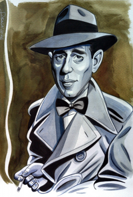 caricaturas-famosos-actores-clasicos-caricatura-acuarel-a3-humphrey-bogart-casablanca Actores clásicos: caricatura o ilustración de Humphrey Bogart