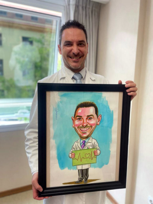 Caricatura acuarela médico