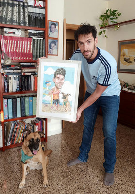 Caricatura acuarela y lápiz color