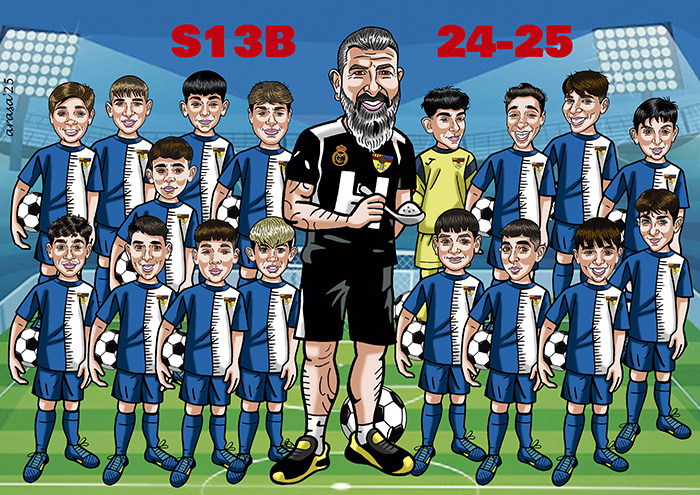 Caricatura de grupo digital para entrenadores de fútbol