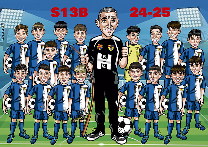 Caricatura de grupo digital para entrenadores de fútbol