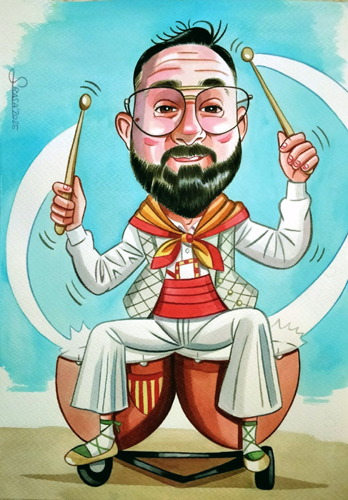 Caricatura personalizada a acuarela como regalo de Paza