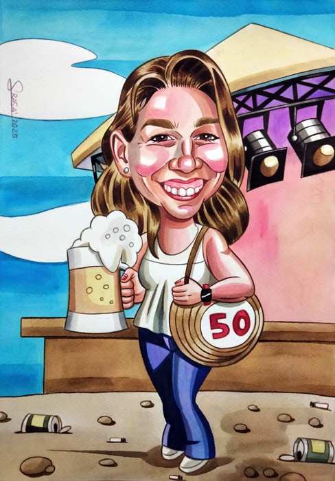 Caricatura a acuarela regalo de Fátima