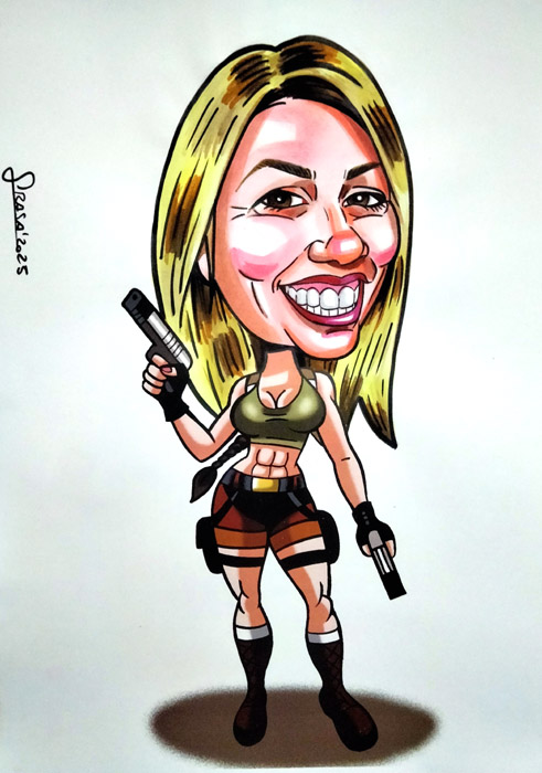 Caricatura de cine para Mercedes: Lara Croft