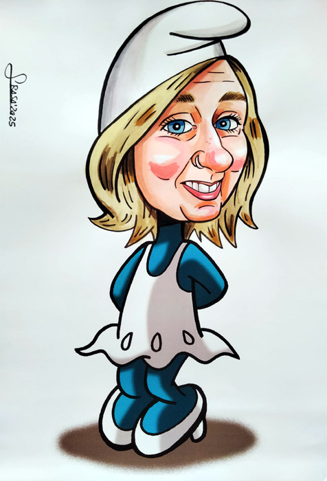 Caricatura de cine para Mercedes: Pitufina