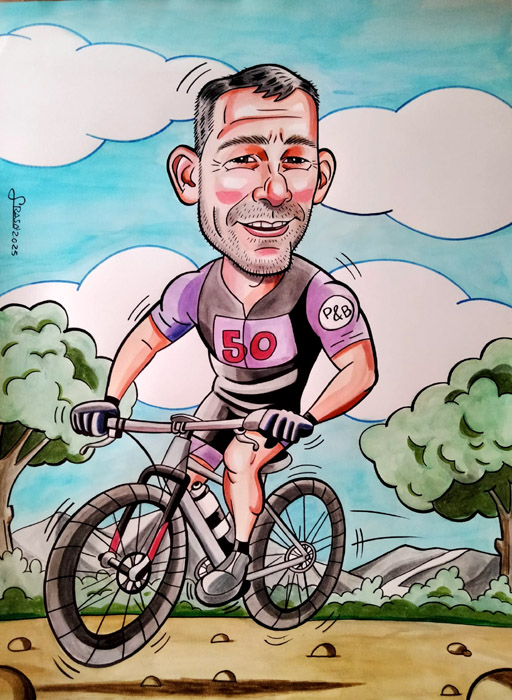 Caricatura ciclismo como regalo de Antonio