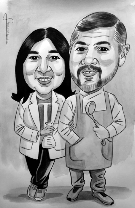 Caricatura en blanco y negro para Carla