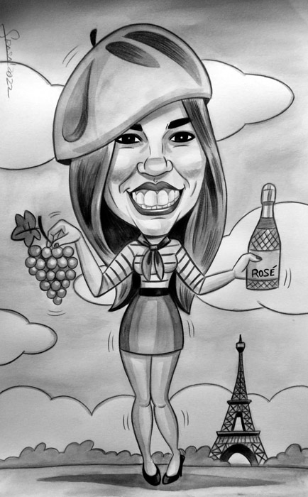 Caricatura en blanco y negro para Elena