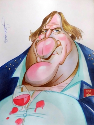 Caricatura de Gerard Depardieu