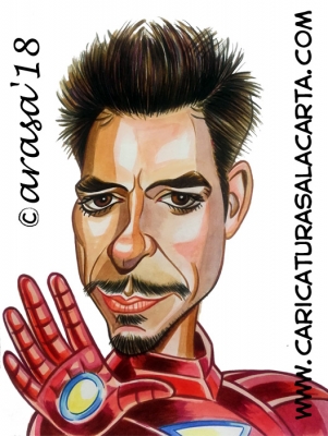 Caricaturas de famosos actores: Robert Downey jr como Iron Man