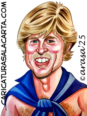 caricaturas-famosos-actor-robert-redford-caricature-caricatura-acuarela-lapiz-color Caricatura del actor Robert Redford