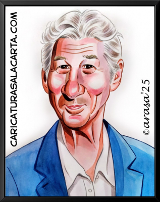 caricaturas-famosos-artesanales-caricatura-acuarela-lapiz-actor-richard-gere-pretty-woman Caricatura de Richard Gere