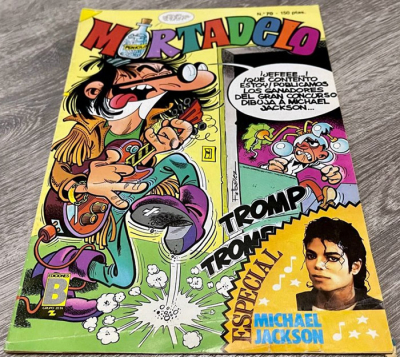 caricaturas-de-famosos-cantantes-comic-mortadelo-michael-jackson-01 Portada de Mortadelo con Michael Jackson