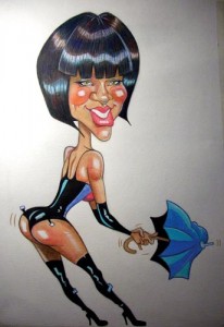 Caricaturas de famosos: Rihanna (acuarela)