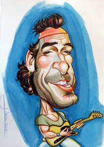 Bruce Springsteen en caricatura a color Caricatura del cantante Bruce Springsteen