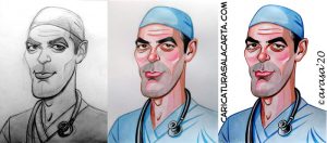 proceso creación caricatura George Clooney