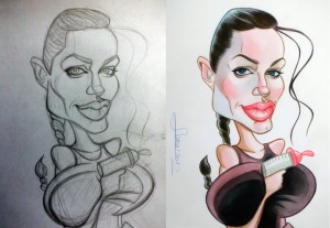 caricaturas-famosos-lara-croft-proceso-creacion Caricatura y boceto de Angelina Jolie