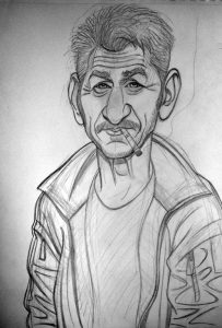Caricatura de Sean Penn a lápiz