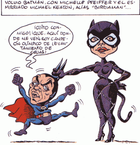 Viñeta con caricatura digital de Michelle Pfeiffer como Catwoman