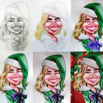 Regalos navideños para Navidad. Creación de la caricatura  de Emilia Clarke