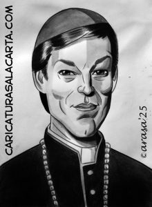 Caricatura de Richard Chamberlain en blanco y negro