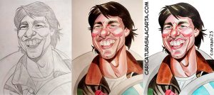 Proceso de creación de la caricatura de Tom Cruise