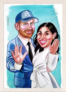Caricatura del príncipe Harry y Meghan Markle por San Valentín