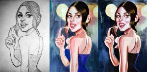 Proceso de creación de la caricatura de Olivia Rodrigo
